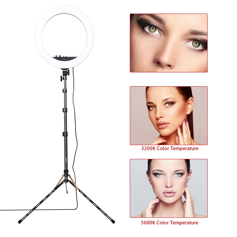 18" LED Ring Light Annular Lamp Bi-color 3200K-5500K 55W Ring Lamps for Video YouTube Photo Ring light Makeup Light