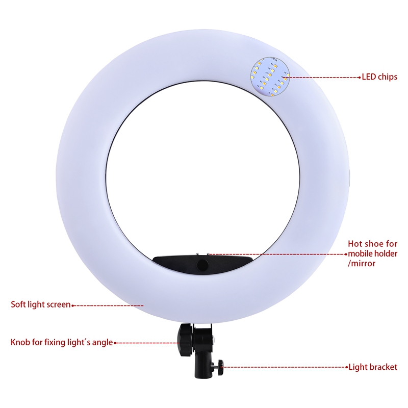 FOSOTO FS-480 II LED Ring light Kit with Tripod Stand for YouTube Video and Makeup, Mini LED Camera Light with Cell Phone Holder Desktop LED Lamp