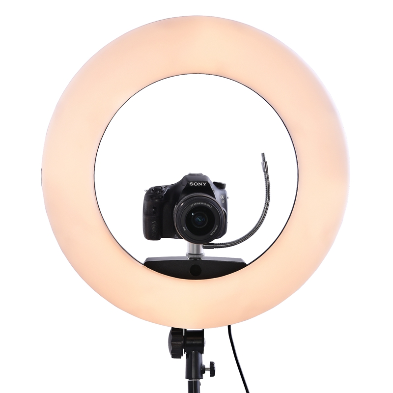 FOSOTO FS-480 II LED Ring light Kit with Tripod Stand for YouTube Video and Makeup, Mini LED Camera Light with Cell Phone Holder Desktop LED Lamp