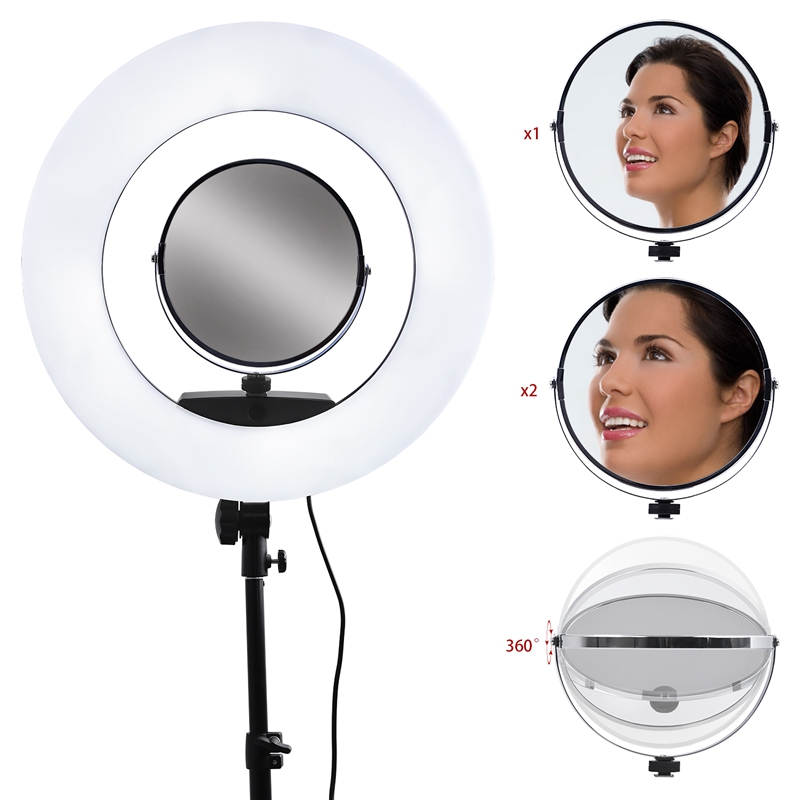 FOSOTO FS-480 II LED Ring light Kit with Tripod Stand for YouTube Video and Makeup, Mini LED Camera Light with Cell Phone Holder Desktop LED Lamp