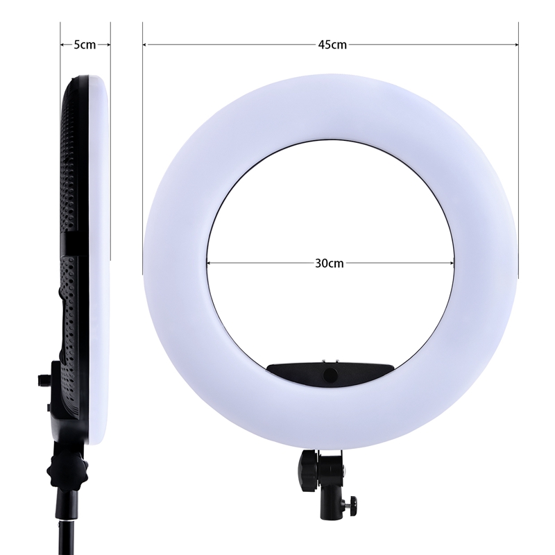 FOSOTO FS-480 II LED Ring light Kit with Tripod Stand for YouTube Video and Makeup, Mini LED Camera Light with Cell Phone Holder Desktop LED Lamp