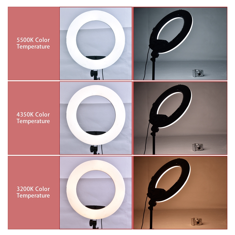 FOSOTO FS-480 II LED Ring light Kit with Tripod Stand for YouTube Video and Makeup, Mini LED Camera Light with Cell Phone Holder Desktop LED Lamp