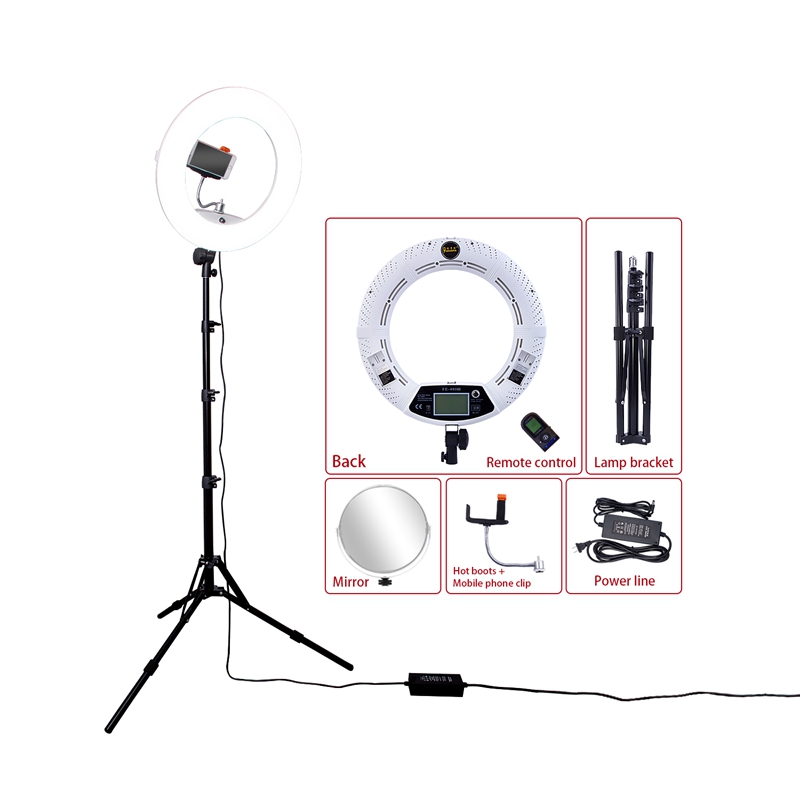 FOSOTO FE480II Bicolor Dimmable 96W LED Ring Light Makeup Lighting With Stand Remote Control For Youtube/ Photography/ Photo/ Studio