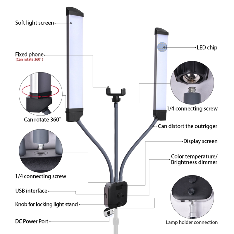 FOSOTO FT-480 Multimedia Extreme With Selfie Function photographic lighting 3000-6000K Led Video light Phone Camera lamp