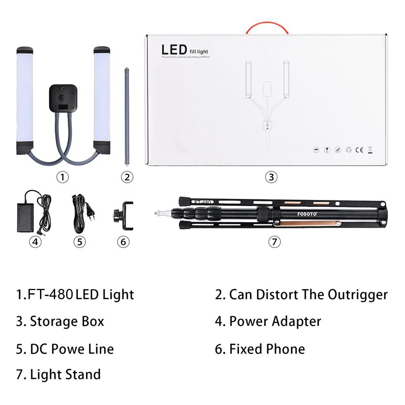 FOSOTO FT-480 Multimedia Extreme With Selfie Function photographic lighting 3000-6000K Led Video light Phone Camera lamp