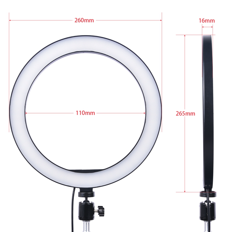 FOSOTO 10 inch / 26cm Photographic Lighting 5500K Dimmable Led Ring Light Lamp for for Video, Portrait, and Product Photography