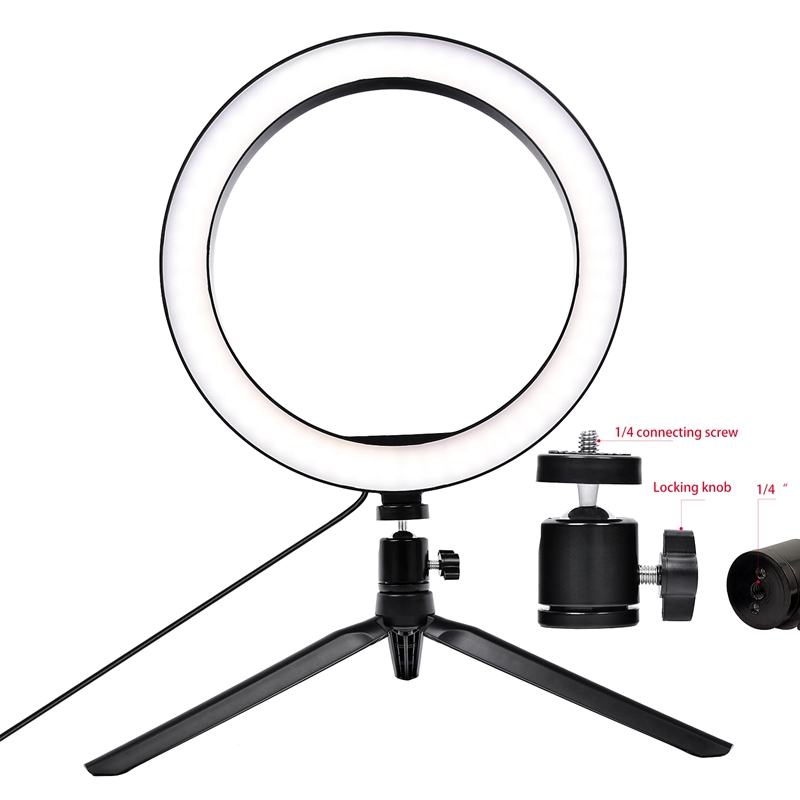 FOSOTO 10 inch / 26cm Photographic Lighting 5500K Dimmable Led Ring Light Lamp for for Video, Portrait, and Product Photography