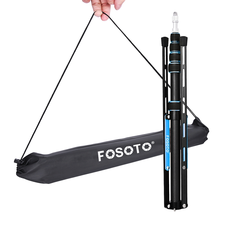 Fosoto FT-220 Carbon Fiber Blue Led Tripod Light Stand Head Softbox and Umbrella Flash Reflector For Photographic Lighting