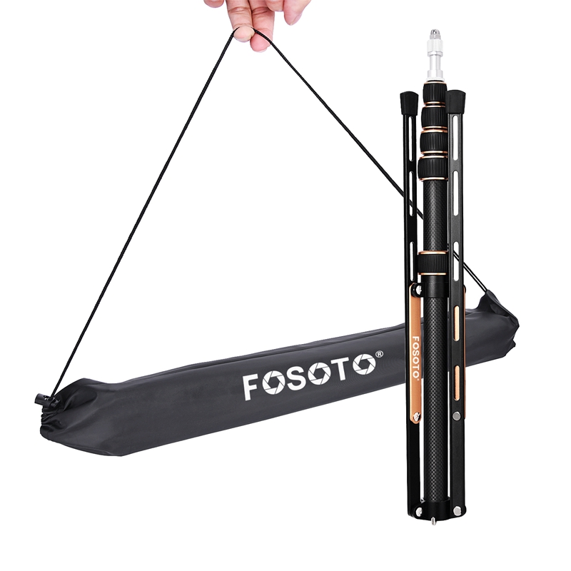 FOSOTO FT-220 Carbon Fiber Gold Led Light Tripod Stand Head Softbox and Umbrella Flash Reflector For Photo Studio Photographic Lighting