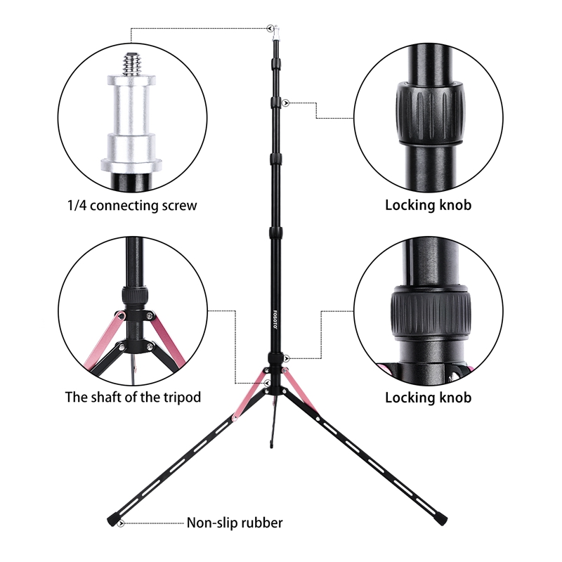 Fosoto FT-190B Red 2.2m Led Light Tripod Stand with Bag  Head Softbox For Photography Studio ring light Flash Umbrella Reflector