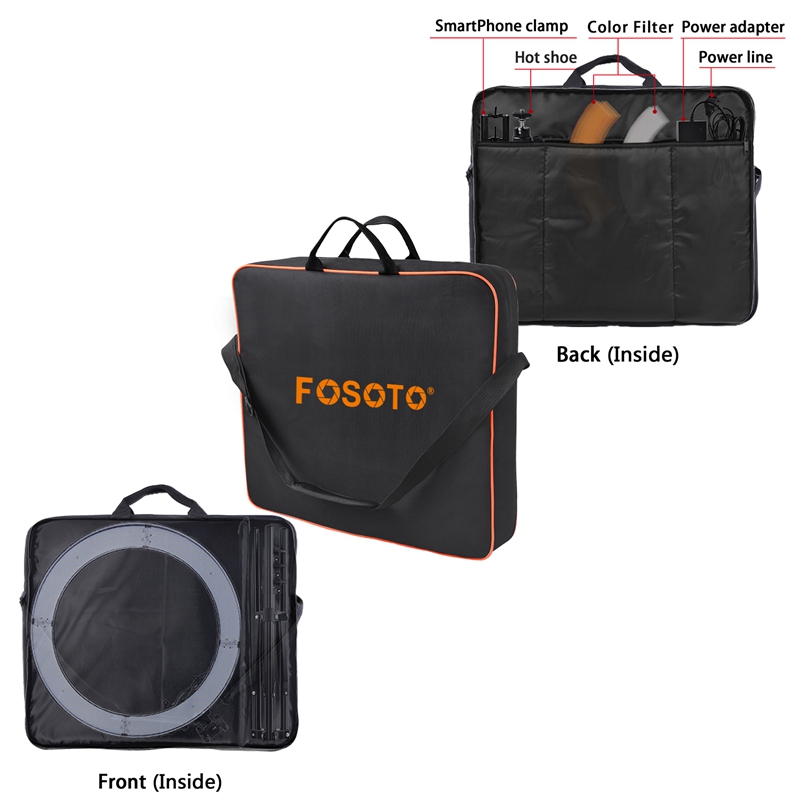 fosoto High Quality Conjoined bag Orange Carry Case For RL-18 Ring Light Lamp And Tripod Stand