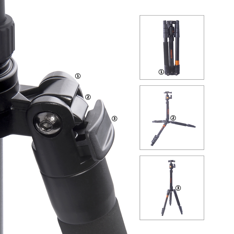 FOSOTO F-555 Professional Portable Magnesium Aluminium Alloy Q555 Camera Tripod Monopod Stand with Ball Head  For Canon Nikon DSLR Phone