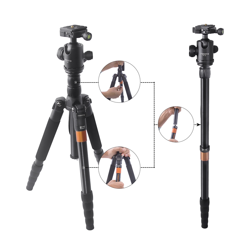 FOSOTO F-666 Professional Portable Travel Digital DSLR Camera Monopod tripod Stand with Phone Holder For Canon Nikon DSLR DV Phone