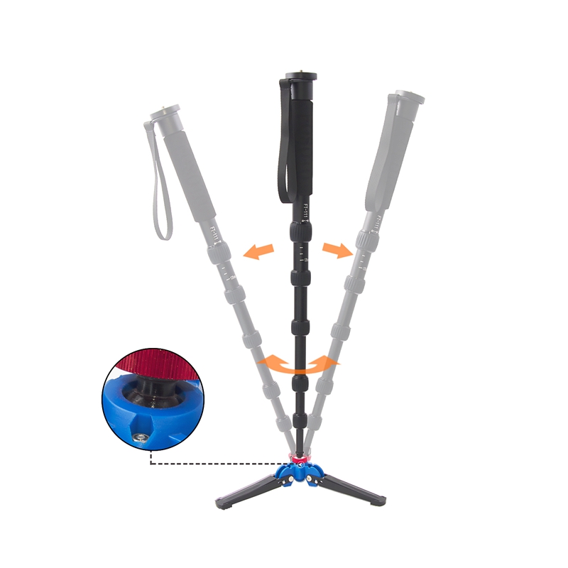 FOSOTO M-1 Hydraulic Universal Three Feet Support Stand for Monopod with 3/8