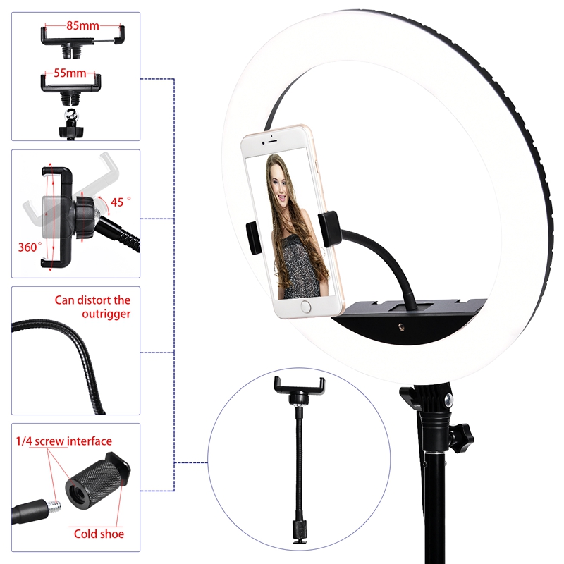 FOSOTO SLP-R300 LED Ring Light Photographic Lighting 2700-6500K 60W Ring Lamp With Tripod Stand For Makeup Camera Phone Video