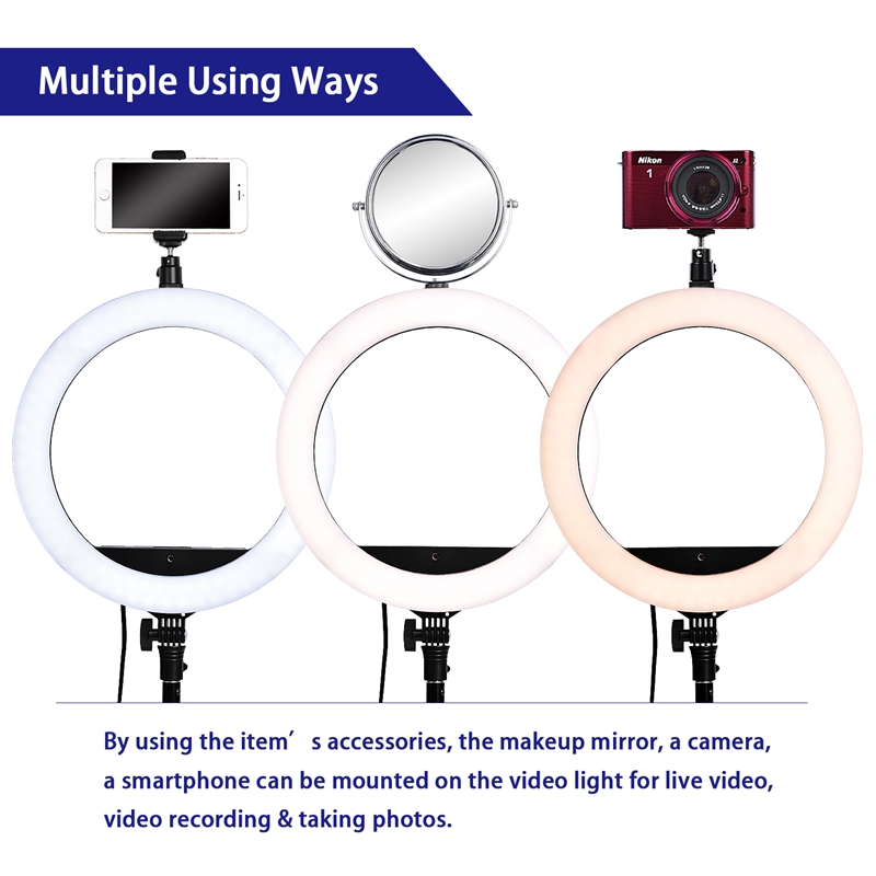 FOSOTO SLP-R300 LED Ring Light Photographic Lighting 2700-6500K 60W Ring Lamp With Tripod Stand For Makeup Camera Phone Video