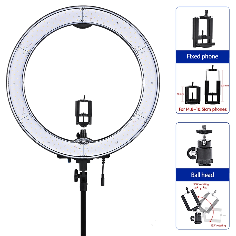 FOSOTO 55W 5500K 240 LED Makeup Photographic Lighting with battery slot for Makeup Camera Phone