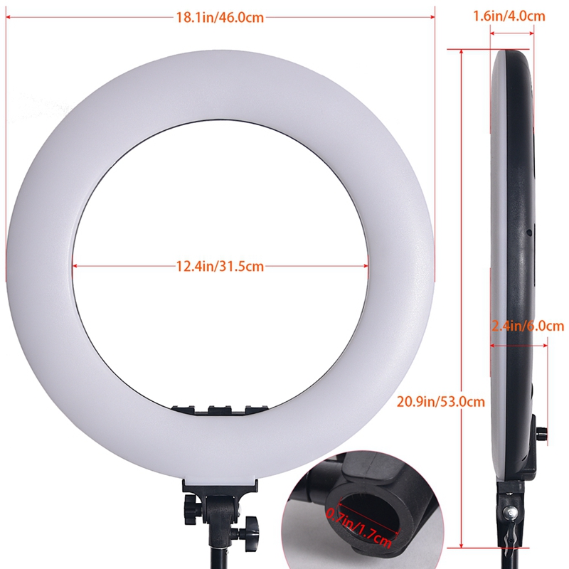 FOSOTO RL-480L18 inch LCD screen 60W Battery Operate LED Ring Light with light stand for video shooting