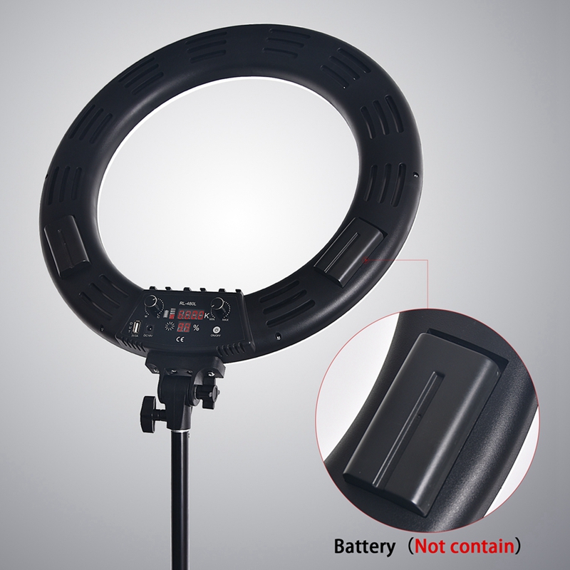 FOSOTO RL-480L18 inch LCD screen 60W Battery Operate LED Ring Light with light stand for video shooting