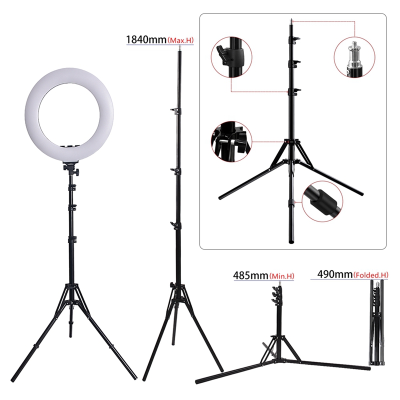 FOSOTO RL-480L18 inch LCD screen 60W Battery Operate LED Ring Light with light stand for video shooting