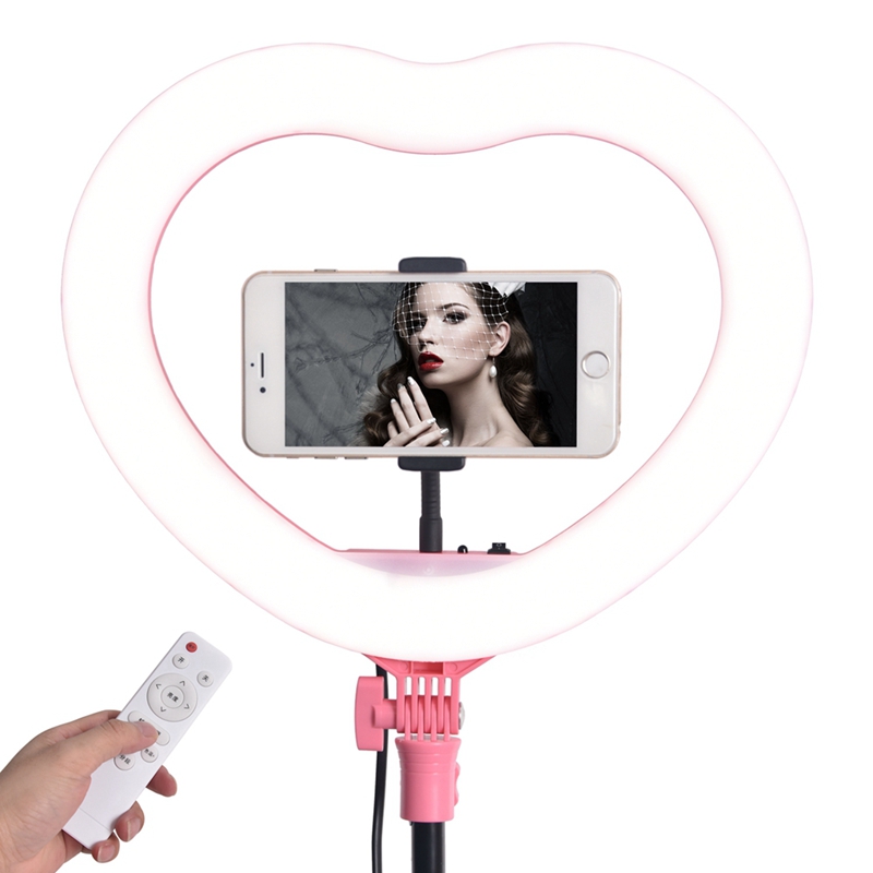 FOSOTO FT-X258 heart shaped ring light Modes makeup Selfie led ring light lamp with light stand