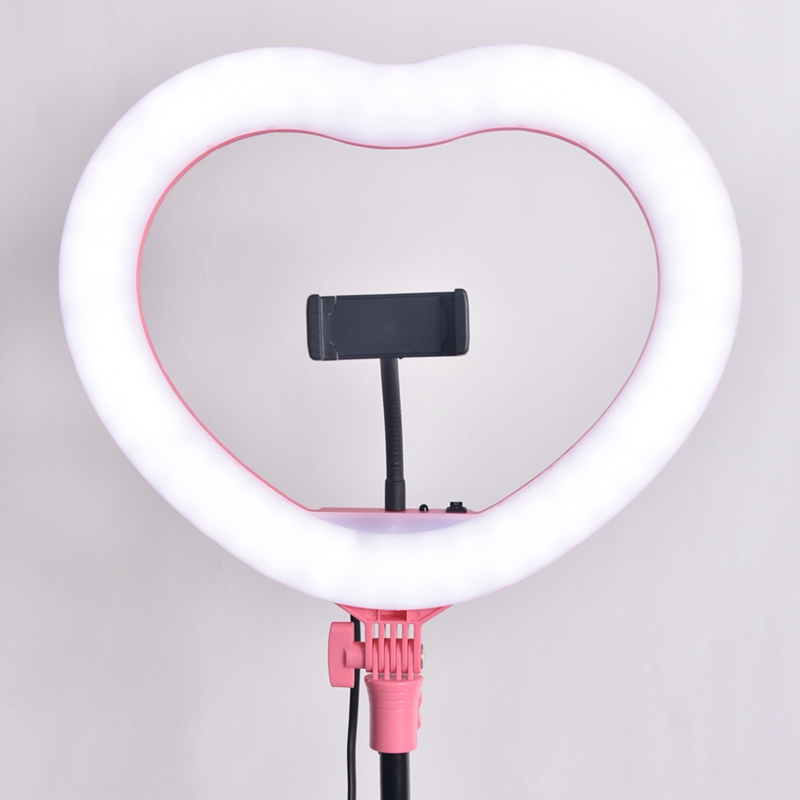 FOSOTO FT-X258 heart shaped ring light Modes makeup Selfie led ring light lamp with light stand