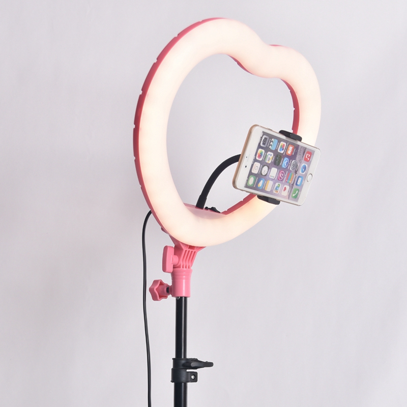 FOSOTO FT-X258 heart shaped ring light Modes makeup Selfie led ring light lamp with light stand