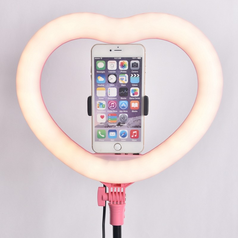 FOSOTO FT-X258 heart shaped ring light Modes makeup Selfie led ring light lamp with light stand