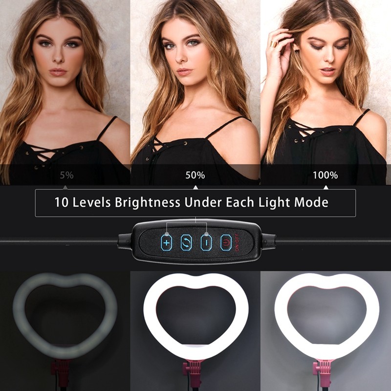 FOSOTO FT-X225 heart-shaped fill light 3200k-5600k beauty makeup light photography selfie ring light with tripod