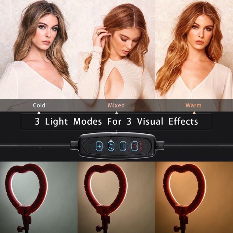 FOSOTO FT-X225 heart-shaped fill light 3200k-5600k beauty makeup light photography selfie ring light with tripod