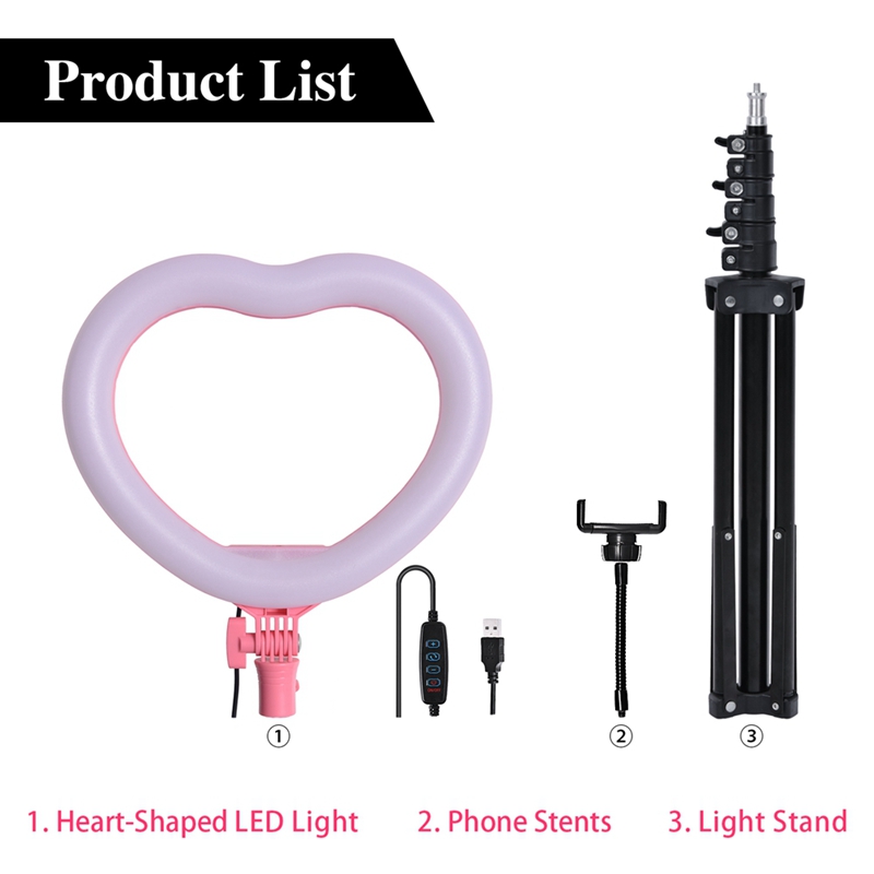 FOSOTO FT-X225 heart-shaped fill light 3200k-5600k beauty makeup light photography selfie ring light with tripod