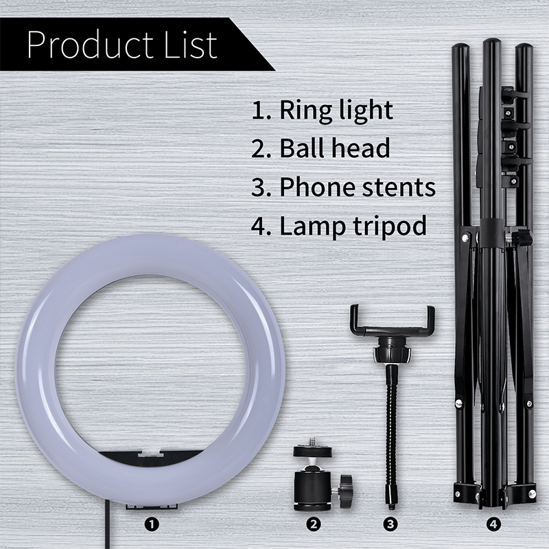 FOSOTO FT-20RGB 3200-5600K Portable phone holder LED Selfie Ring Light for Live, camera recording Makeup