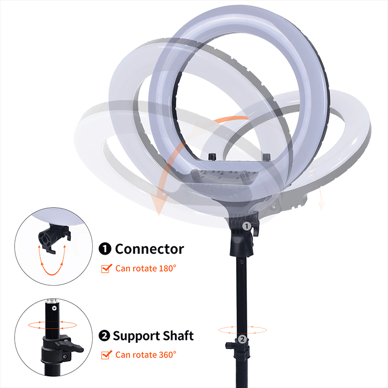 FOSOTO RL14 RGB 2700-6500K Full Color Ring Light with Phone Holder Remote Control for Camera, phone , Video Recording