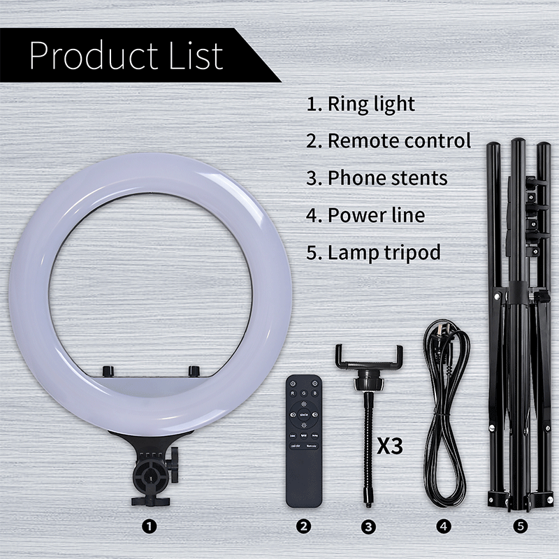 FOSOTO RL14 RGB 2700-6500K Full Color Ring Light with Phone Holder Remote Control for Camera, phone , Video Recording