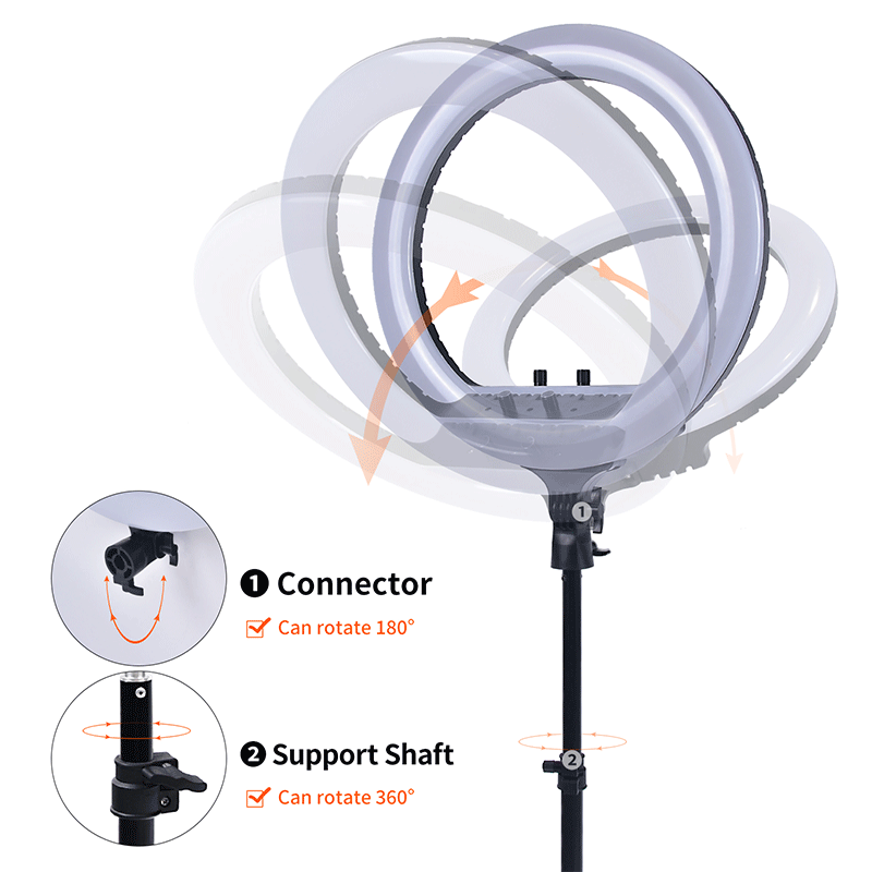 FOSOTO RL18 RGB 2700-6500K 55W LED Ring Light with Tripod phone Holder Video for TikTok, Photography, Makeup light