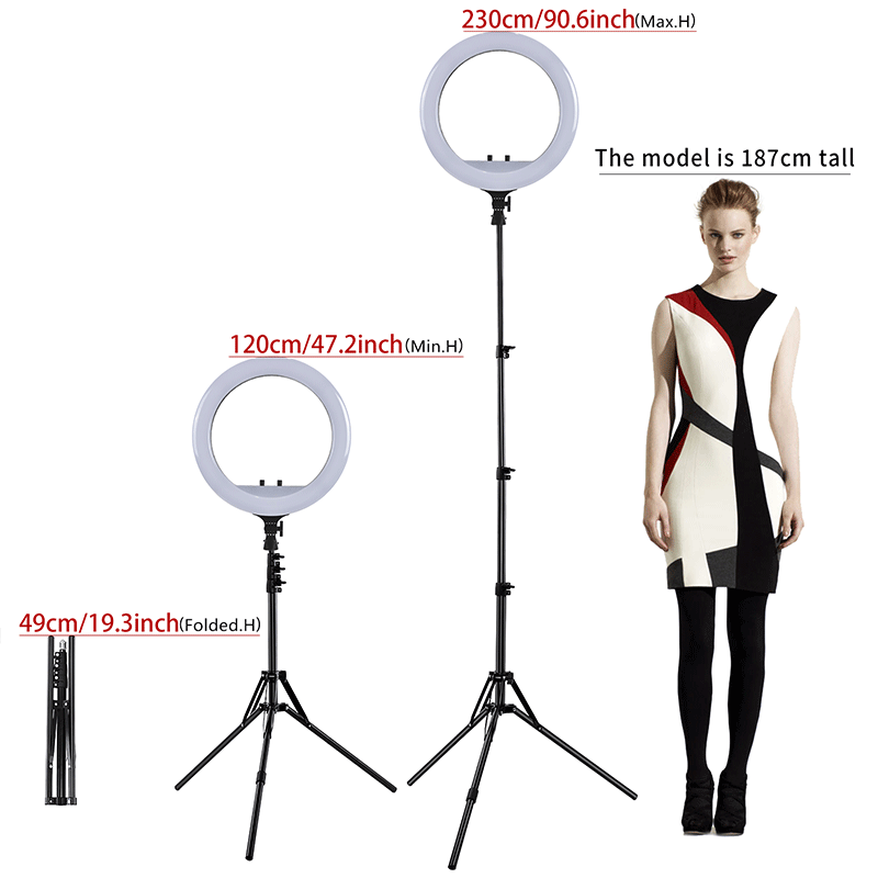 FOSOTO RL18 RGB 2700-6500K 55W LED Ring Light with Tripod phone Holder Video for TikTok, Photography, Makeup light