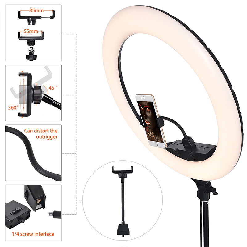 FOSOTO FT-220L/22inch 3200-5600K Selfie LED Ring Light with Tripod Video for TikTok, Makeup, Photography lights