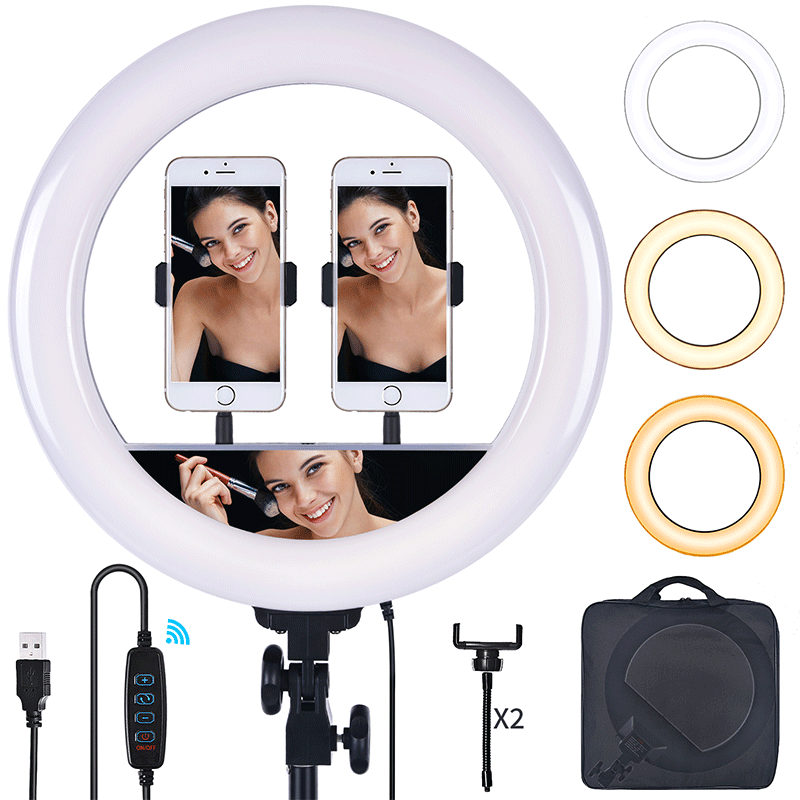 FOSOTO FT-36L /14Inch 5500K LED Selfie Ring Light with 2M tripod stand for Youtube, Tik Tok, Video Recording