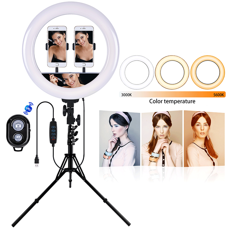 FOSOTO FT-36L /14Inch 5500K LED Selfie Ring Light with 2M tripod stand for Youtube, Tik Tok, Video Recording