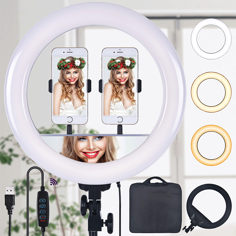 FOSOTO FT-36L /14Inch 5500K LED Selfie Ring Light with 2M tripod stand for Youtube, Tik Tok, Video Recording