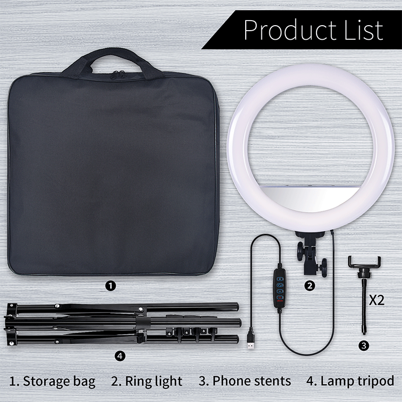 FOSOTO FT-36L /14Inch 5500K LED Selfie Ring Light with 2M tripod stand for Youtube, Tik Tok, Video Recording