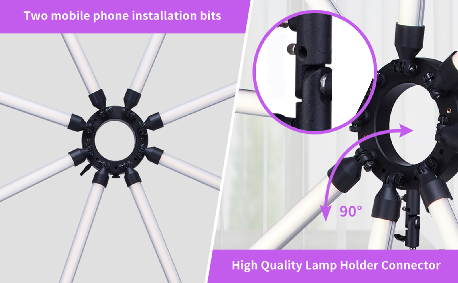 FOSOTO FT-08 150W 8 Tubes Star Light Led Professional Lamp Ring Light With USB Port App Control Tripod For Phone Photography Youtube