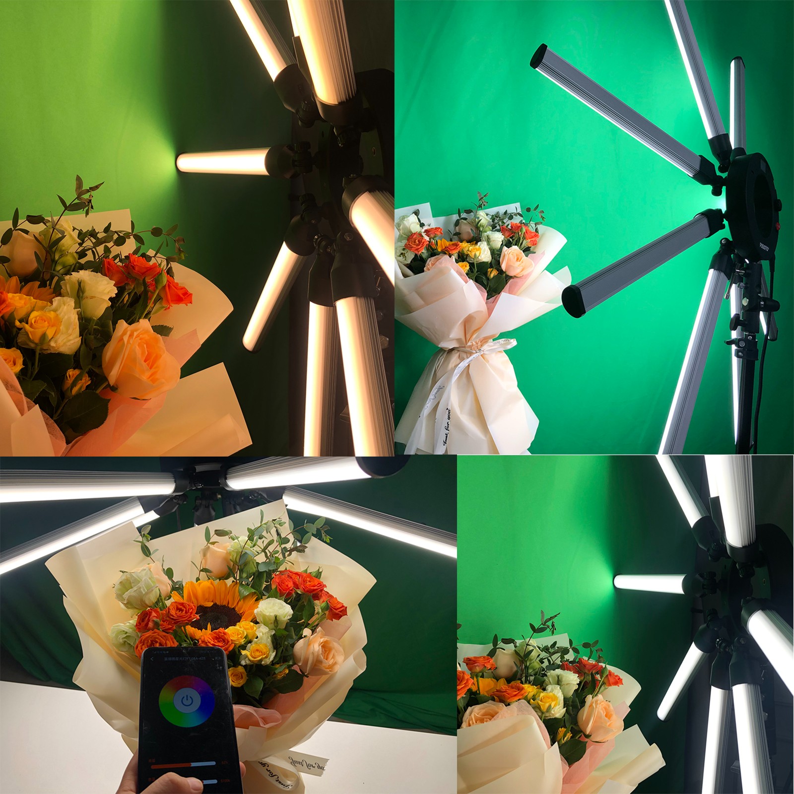 FOSOTO FT-08 150W 8 Tubes Star Light Led Professional Lamp Ring Light With USB Port App Control Tripod For Phone Photography Youtube