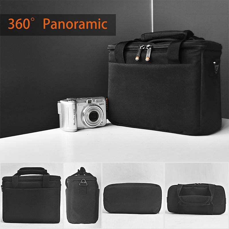 FOSOTO Padded Camera Case with Extra Rain Cover Compatible for Canon EOS Rebel T3i T5 T6 4000D SL2 Nikon B500 D3400 Panasonic Lumix FZ80 DSLR SLR Camera Lens (Black)