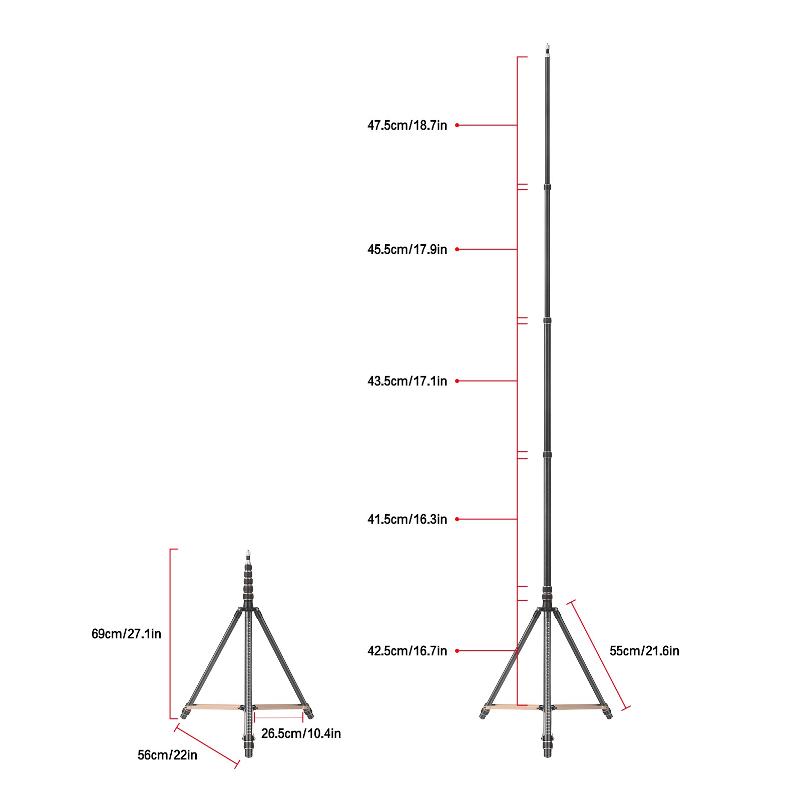 Fosoto SL285 Carbon Fiber Led Light Tripod Stand 2.52m Head Softbox For Photo Studio Photographic Lighting Flash LED Light