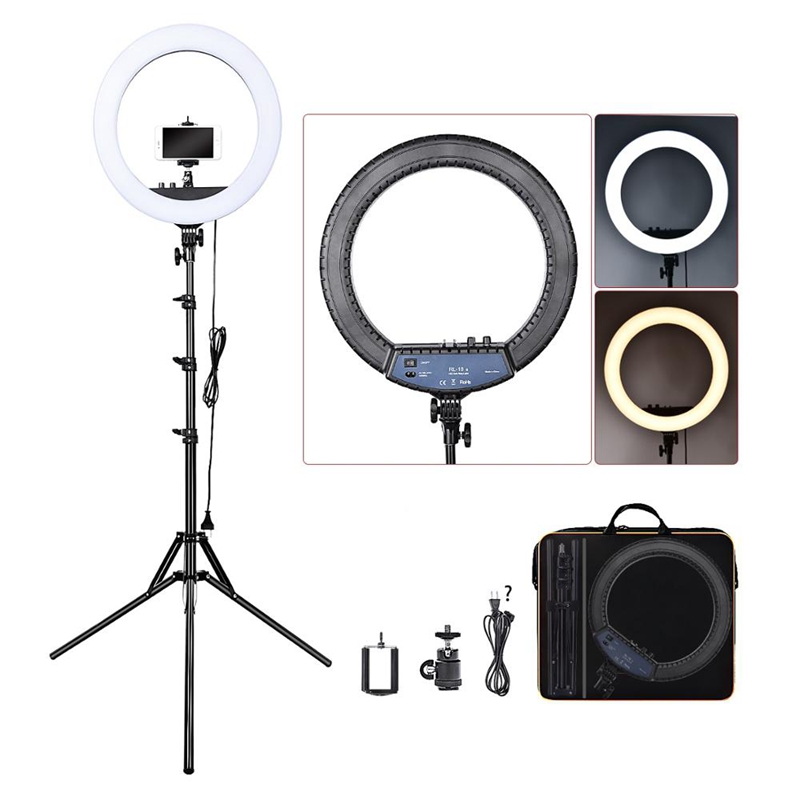 FOSOTO RL-18II Dimmable Photographic Lighting 3200K-5600K 512 Led Ring Light for Camera, Makeup