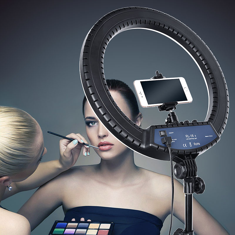 FOSOTO RL-18II Dimmable Photographic Lighting 3200K-5600K 512 Led Ring Light for Camera, Makeup