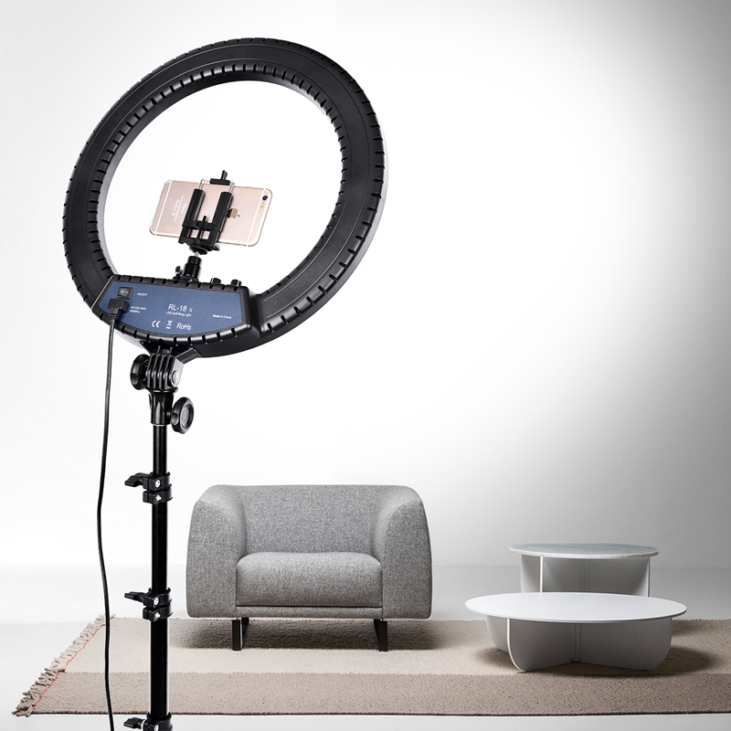 FOSOTO RL-18II 18 LED Ring Light Annular Lamp Bi-color 3200K-5500K 55W Ring Lamps for Video YouTube Photo Ring light Makeup Light