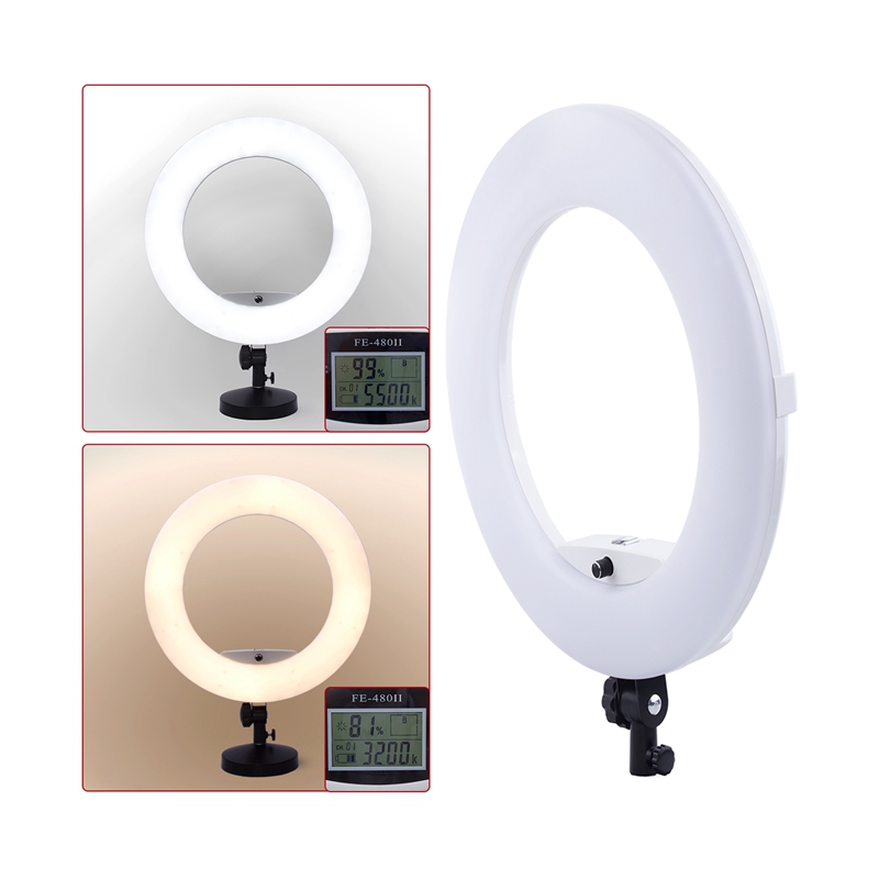 FOSOTO FE480II Bicolor Dimmable 96W LED Ring Light Makeup Lighting With Stand Remote Control For Youtube/ Photography/ Photo/ Studio