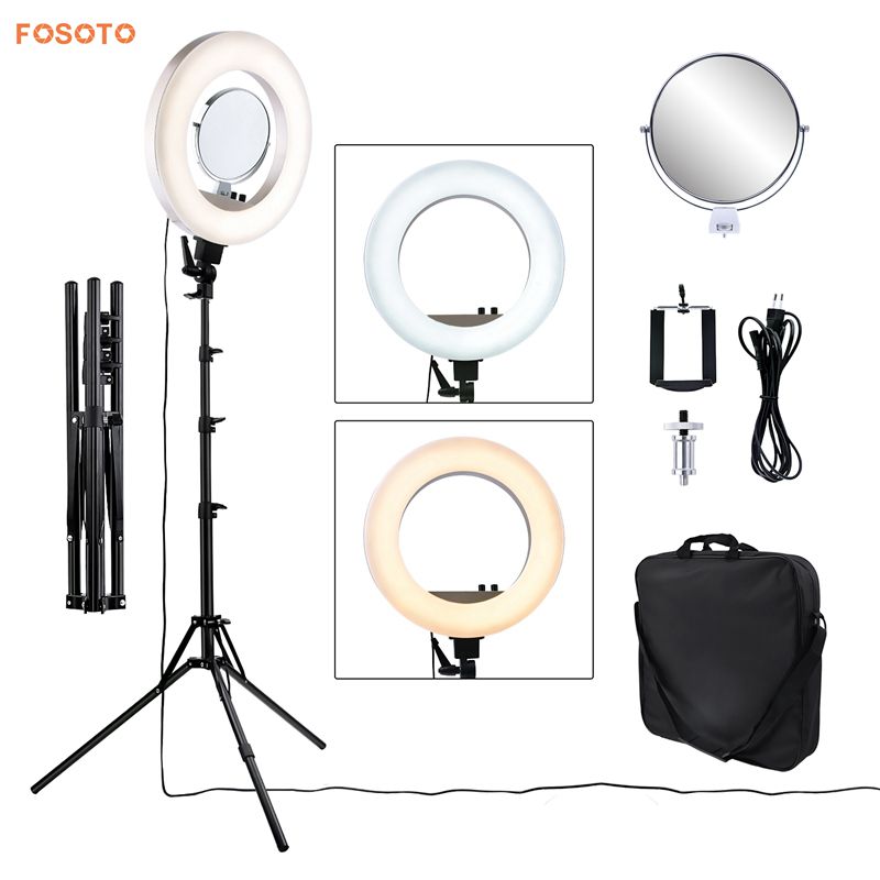 FOSOTO CY-R50L 18inch photographic lighting 480pcs led 3200K-5500K Dimmable 55W Ring Light Lamp&Tripod Stand For Phone Video Camera